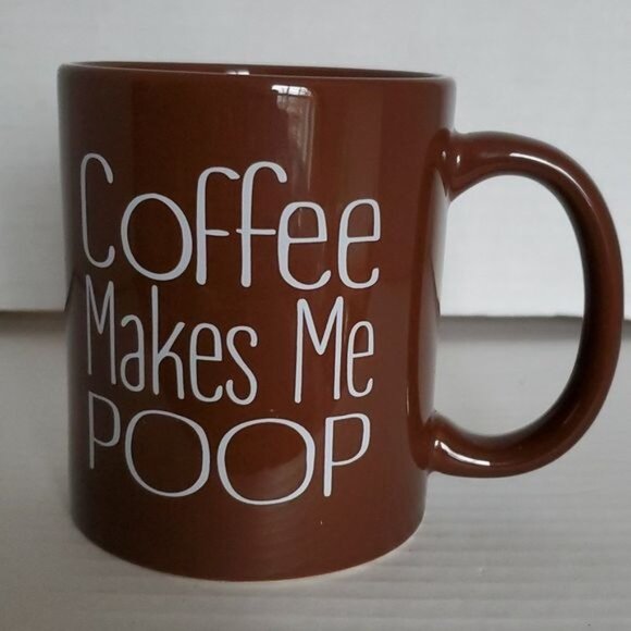 2 Coffee Makes Me Poop Mugs Cups Brown CONTAINERS - Picture 11 of 16